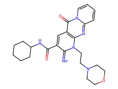 N-cyclohexyl-6-imino-7-[2-(morpholin-4-yl)ethyl]-2-oxo-1,7,9-triazatricyclo[8.4.0.0^{3,8}]tetradeca-3(8),4,9,11,13-pentaene-5-carboxamide structure