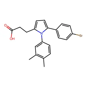 3-[5-(4-bromophenyl)-1-(3,4-dimethylphenyl)-1H-pyrrol-2-yl]propanoic acid structure