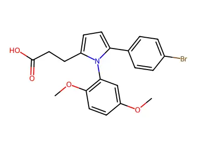 3-[5-(4-bromophenyl)-1-(2,5-dimethoxyphenyl)-1H-pyrrol-2-yl]propanoic acid structure