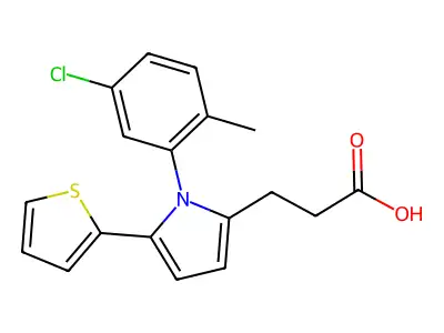 3-(1-(5-chloro-2-methylphenyl)-5-(thiophen-2-yl)-1H-pyrrol-2-yl)propanoic acid structure