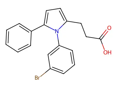 3-[1-(3-Bromophenyl)-5-phenylpyrrol-2-yl]propanoic acid structure