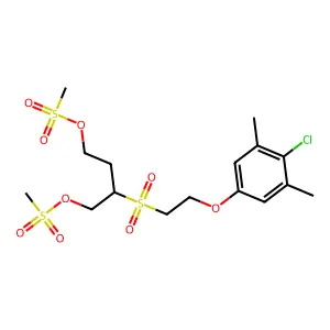 [3-[2-(4-chloro-3,5-dimethylphenoxy)ethylsulfonyl]-4-methylsulfonyloxybutyl] methanesulfonate structure