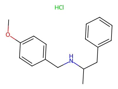 N-((4-Methoxyphenyl)methyl)-1-phenylpropan-2-amine--hydrogen chloride (1/1) structure