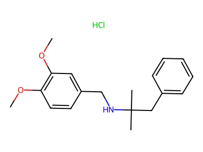 Phenethylamine, alpha,alpha-dimethyl-N-veratryl-, hydrochloride structure