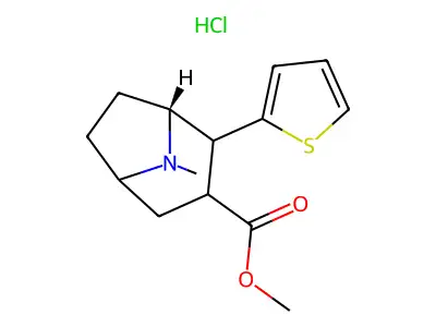 (-)-Methyl (1RS-exo,exo)-8-methyl-2-(2-thienyl)-8-azabicyclo(3.2.1)octane-3-carboxylate HCl structure