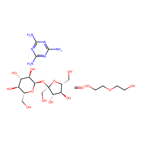 Diethyleneglycol, sucrose, formaldehyde, melamine polymer structure