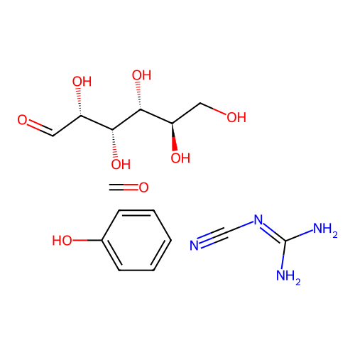 2-cyanoguanidine;formaldehyde;(2R,3S,4R,5R)-2,3,4,5,6-pentahydroxyhexanal;phenol structure