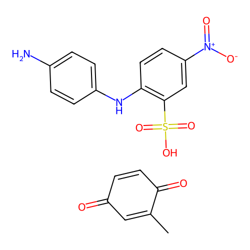 Methyl-1,4-benzoquinone, 4'-nitro-4-aminodiphenylamine-6'-sulfonic acid oxidized reaction product structure
