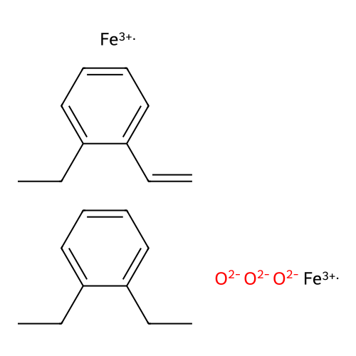 1,2-Diethylbenzene;1-ethenyl-2-ethylbenzene;bis(iron(3+));tris(oxygen(2-)) structure