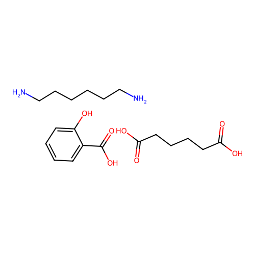 Hexane-1,6-diamine;hexanedioic acid;2-hydroxybenzoic acid structure