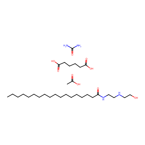acetic acid;hexanedioic acid;N-[2-(2-hydroxyethylamino)ethyl]octadecanamide;urea structure
