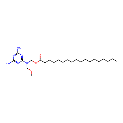[(4,6-Diamino-1,3,5-triazin-2-YL)(methoxymethyl)amino]methyl octadecanoate structure