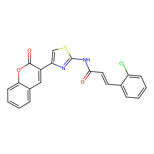 (E)-3-(2-chlorophenyl)-N-(4-(2-oxo-2H-chromen-3-yl)thiazol-2-yl)acrylamide structure