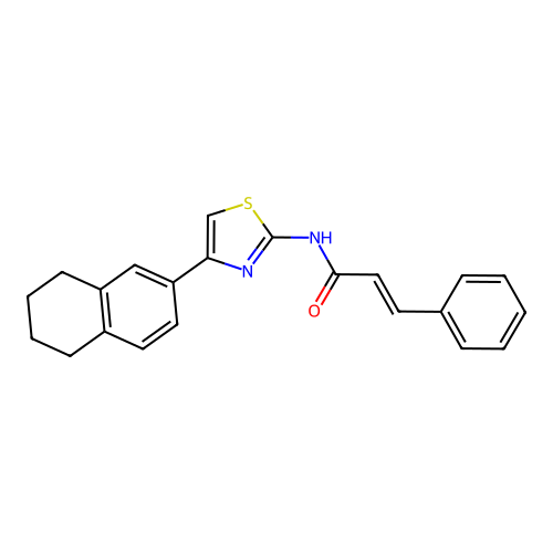 N-(4-(5,6,7,8-tetrahydronaphthalen-2-yl)thiazol-2-yl)cinnamamide structure