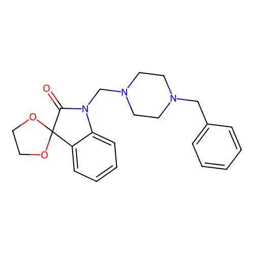 1'-((4-Benzylpiperazin-1-yl)methyl)spiro[[1,3]dioxolane-2,3'-indolin]-2'-one structure
