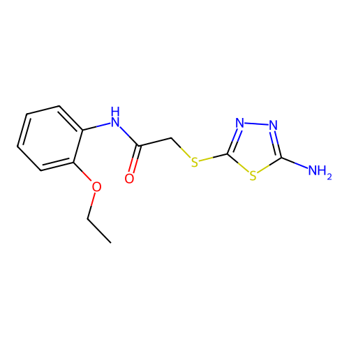 2-[(5-amino-1,3,4-thiadiazol-2-yl)sulfanyl]-N-(2-ethoxyphenyl)acetamide structure