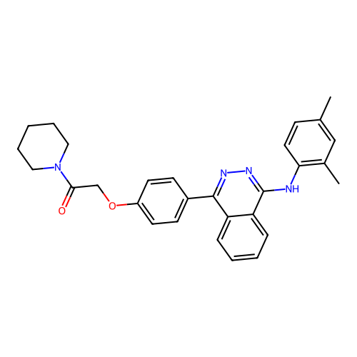 2-(4-(4-((2,4-dimethylphenyl)amino)phthalazin-1-yl)phenoxy)-1-(piperidin-1-yl)ethanone structure