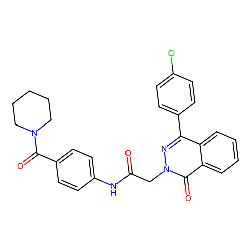 2-[4-(4-chlorophenyl)-1-oxo-phthalazin-2-yl]-N-[4-(piperidine-1-carbonyl)phenyl]acetamide structure