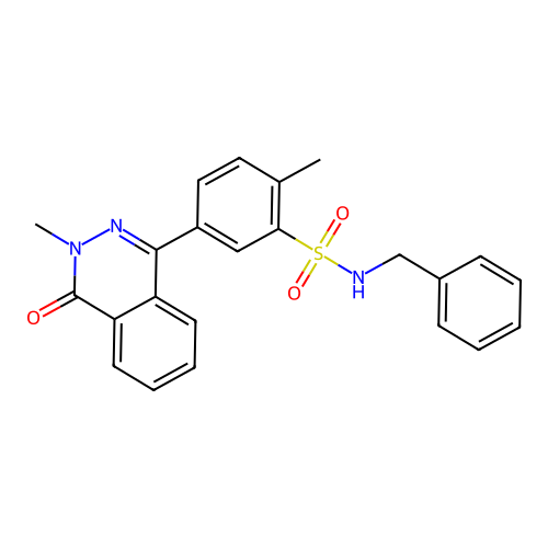 N-benzyl-2-methyl-5-(3-methyl-4-oxo-3,4-dihydrophthalazin-1-yl)benzenesulfonamide structure