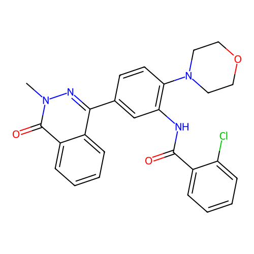 2-chloro-N-[5-(3-methyl-4-oxo-3,4-dihydrophthalazin-1-yl)-2-(morpholin-4-yl)phenyl]benzamide structure