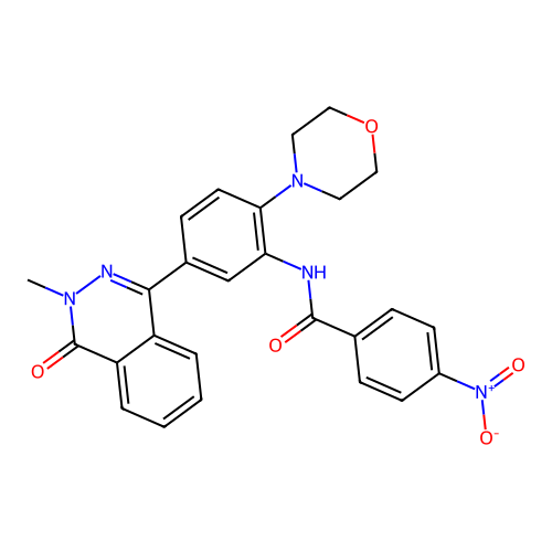N-[5-(3-methyl-4-oxo-3,4-dihydrophthalazin-1-yl)-2-(morpholin-4-yl)phenyl]-4-nitrobenzamide structure