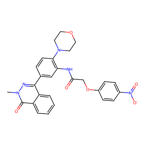 N-[5-(3-methyl-4-oxo-3,4-dihydrophthalazin-1-yl)-2-(morpholin-4-yl)phenyl]-2-(4-nitrophenoxy)acetamide structure