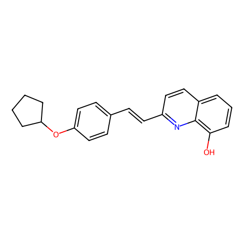 2-[(E)-2-(4-cyclopentyloxyphenyl)ethenyl]quinolin-8-ol structure