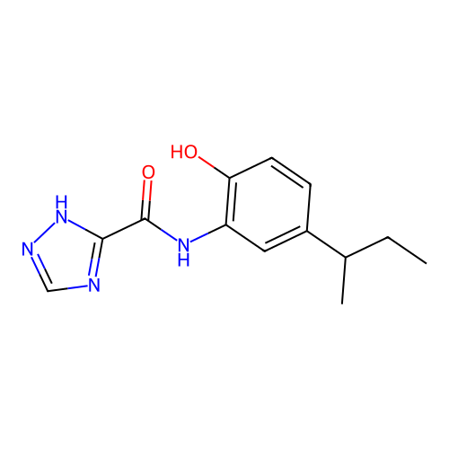 N-(5-sec-butyl-2-hydroxyphenyl)-1H-1,2,4-triazole-3-carboxamide structure
