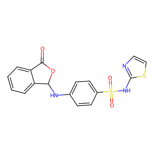 4-((3-oxo-1,3-dihydroisobenzofuran-1-yl)amino)-N-(thiazol-2-yl)benzenesulfonamide structure