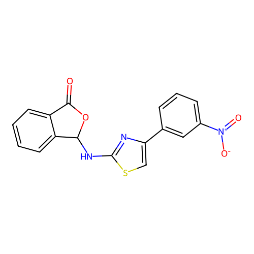 3-{[4-(3-nitrophenyl)-1,3-thiazol-2-yl]amino}-2-benzofuran-1(3H)-one structure