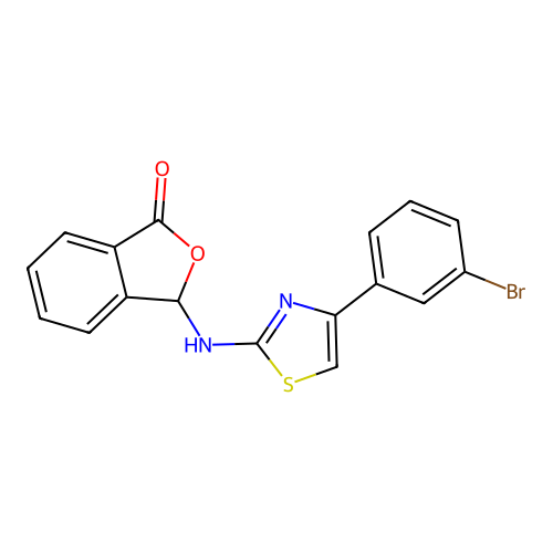 3-{[4-(3-bromophenyl)-1,3-thiazol-2-yl]amino}-2-benzofuran-1(3H)-one structure