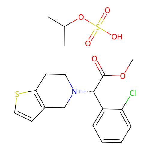 (alphaS)-methyl alpha-(2-chlorophenyl)-6,7-dihydrothieno[3,2-c]pyridine-5(4H)-acetate 2-propyl sulfate;Thieno[3,2-c]pyridine-5(4H)-acetic acid, .alpha.-(2-chlorophenyl)-6,7-dihydro-, methyl ester, (.alpha.S)-, 1-methylethyl sulfate (1:1) structure
