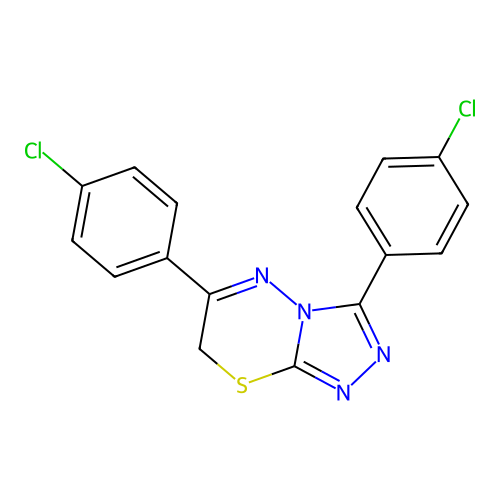 3,6-bis(4-chlorophenyl)-7H-[1,2,4]triazolo[3,4-b][1,3,4]thiadiazine structure