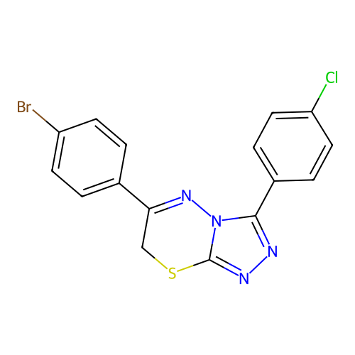6-(4-bromophenyl)-3-(4-chlorophenyl)-7H-[1,2,4]triazolo[3,4-b][1,3,4]thiadiazine structure