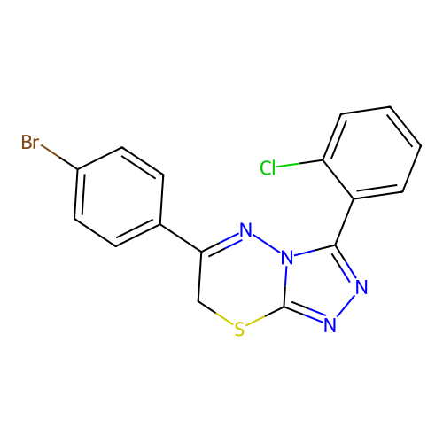 6-(4-bromophenyl)-3-(2-chlorophenyl)-7H-[1,2,4]triazolo[3,4-b][1,3,4]thiadiazine structure