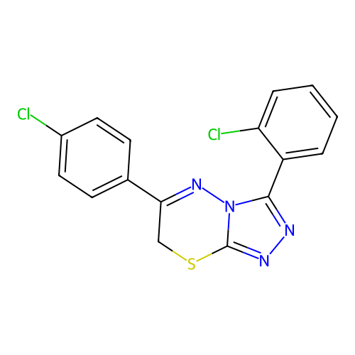 3-(2-chlorophenyl)-6-(4-chlorophenyl)-7H-[1,2,4]triazolo[3,4-b][1,3,4]thiadiazine structure