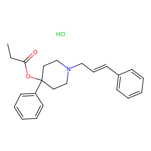 4-Piperidinol, 1-cinnamyl-4-phenyl-, propionate (ester), hydrochloride structure