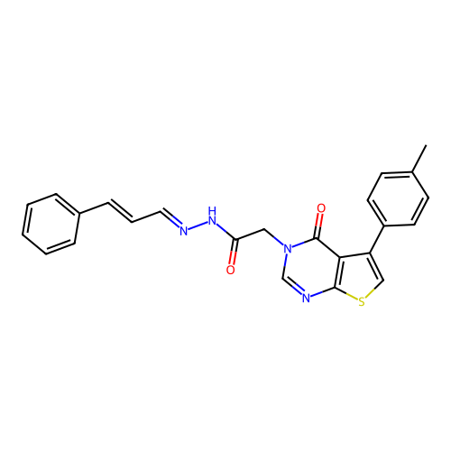 N-(cinnamylideneamino)-2-[5-(4-methylphenyl)-4-oxothieno[2,3-d]pyrimidin-3-yl]acetamide structure