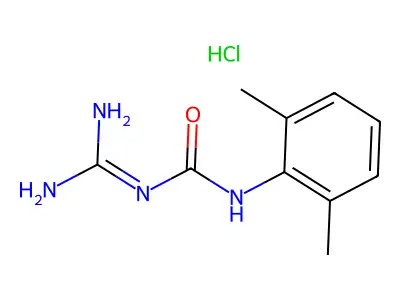 Urea, N-(aminoiminomethyl)-N'-(2,6-dimethylphenyl)-, monohydrochloride structure
