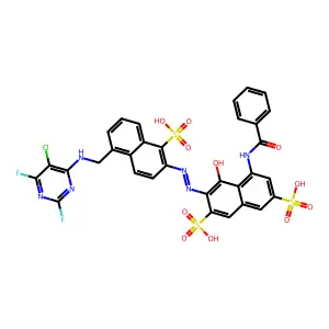 2,7-Naphthalenedisulfonic acid, 5-(benzoylamino)-3-((5-(((5-chloro-2,6-difluoro-4-pyrimidinyl)amino)methyl)-1-sulfo-2-naphthalenyl)azo)-4-hydroxy- structure