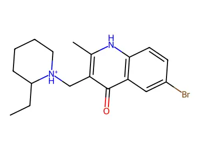6-bromo-3-[(2-ethylpiperidin-1-ium-1-yl)methyl]-2-methyl-1H-quinolin-4-one structure