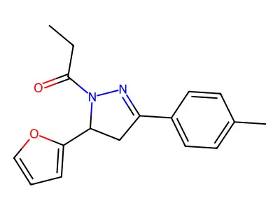 1-(5-(furan-2-yl)-3-(p-tolyl)-4,5-dihydro-1H-pyrazol-1-yl)propan-1-one structure