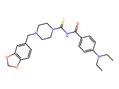 N-{4-[(2H-1,3-benzodioxol-5-yl)methyl]piperazine-1-carbothioyl}-4-(diethylamino)benzamide structure