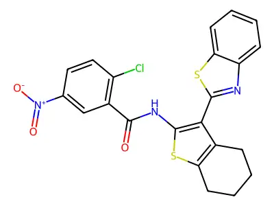 N-[3-(1,3-benzothiazol-2-yl)-4,5,6,7-tetrahydro-1-benzothiophen-2-yl]-2-chloro-5-nitrobenzamide structure