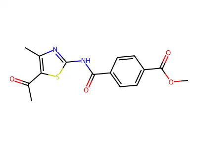 Methyl 4-[(5-acetyl-4-methyl-1,3-thiazol-2-yl)carbamoyl]benzoate structure