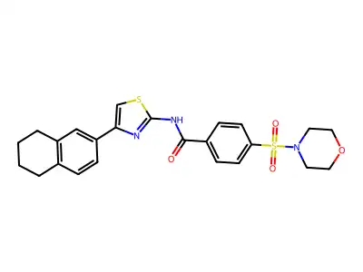 4-morpholin-4-ylsulfonyl-N-[4-(5,6,7,8-tetrahydronaphthalen-2-yl)-1,3-thiazol-2-yl]benzamide structure