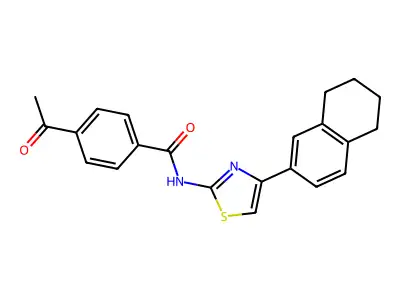 4-acetyl-N-[4-(5,6,7,8-tetrahydronaphthalen-2-yl)-1,3-thiazol-2-yl]benzamide structure