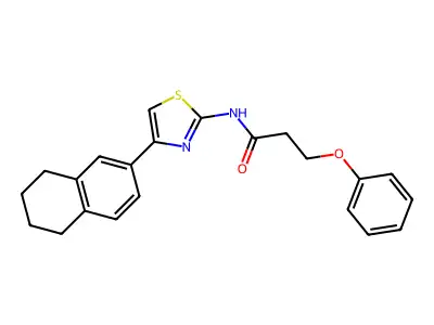 3-phenoxy-N-[4-(5,6,7,8-tetrahydronaphthalen-2-yl)-1,3-thiazol-2-yl]propanamide structure