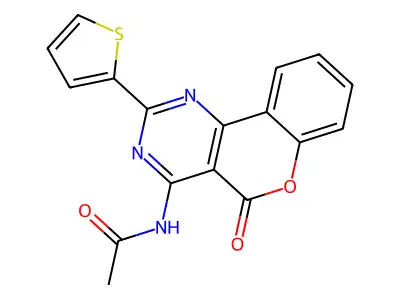 N-(5-oxo-2-thiophen-2-ylchromeno[4,3-d]pyrimidin-4-yl)acetamide structure