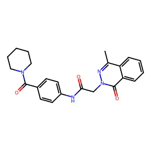 2-(4-methyl-1-oxophthalazin-2-yl)-N-[4-(piperidine-1-carbonyl)phenyl]acetamide structure
